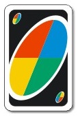 Carta de elección de colores del juego de mesa UNO